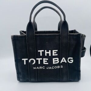 Marc Jacobs Black Canvas Tote Bag with White Logo